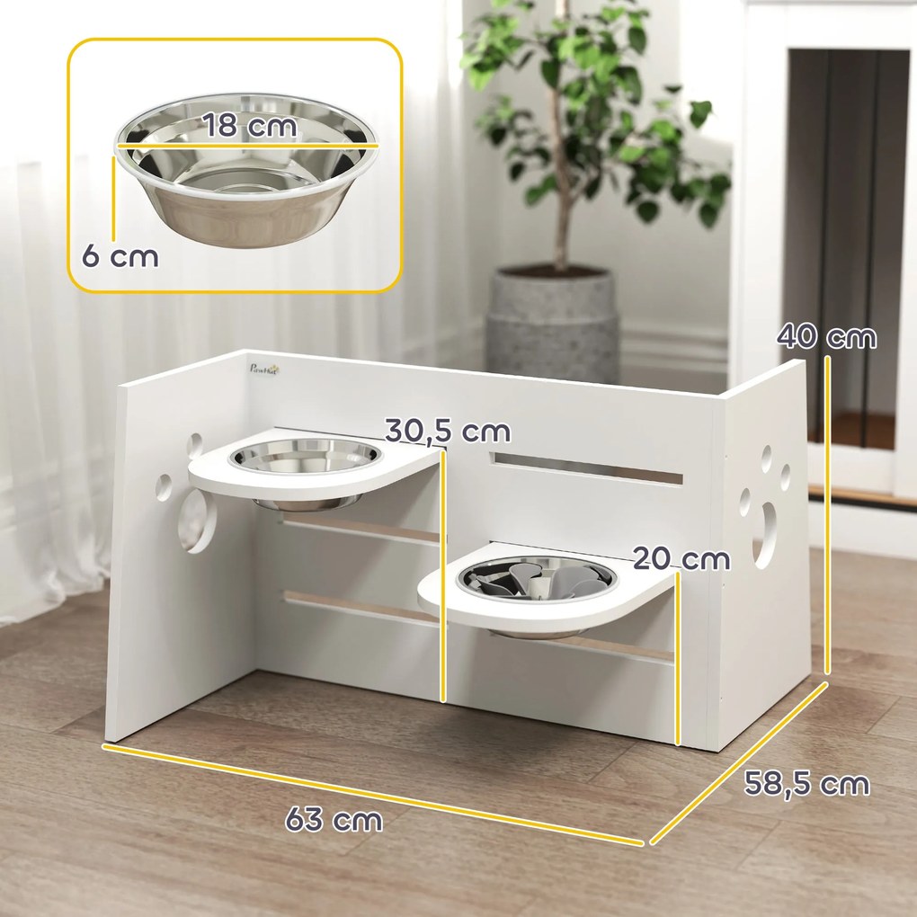 PawHut Comedouro para Cães Elevado Comedouro para Animais com 3 Altura
