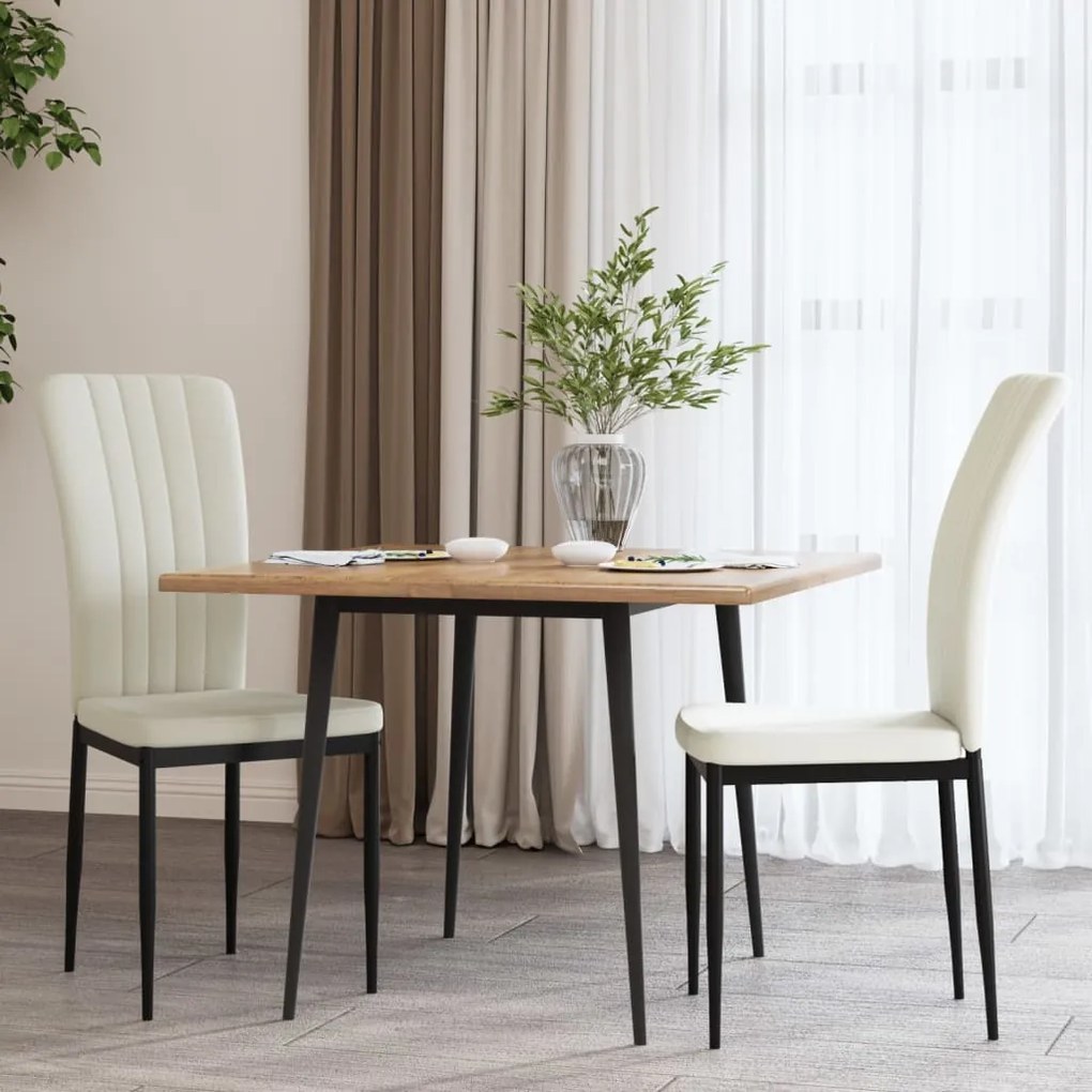 326102 vidaXL Cadeiras de jantar 2 pcs veludo cor creme