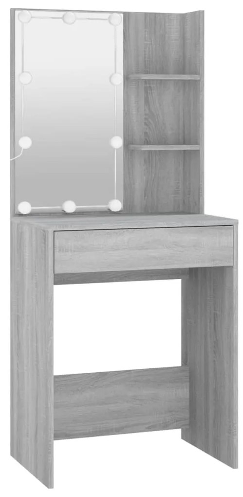 Toucador com LEDs 60x40x140 cm sonoma cinza