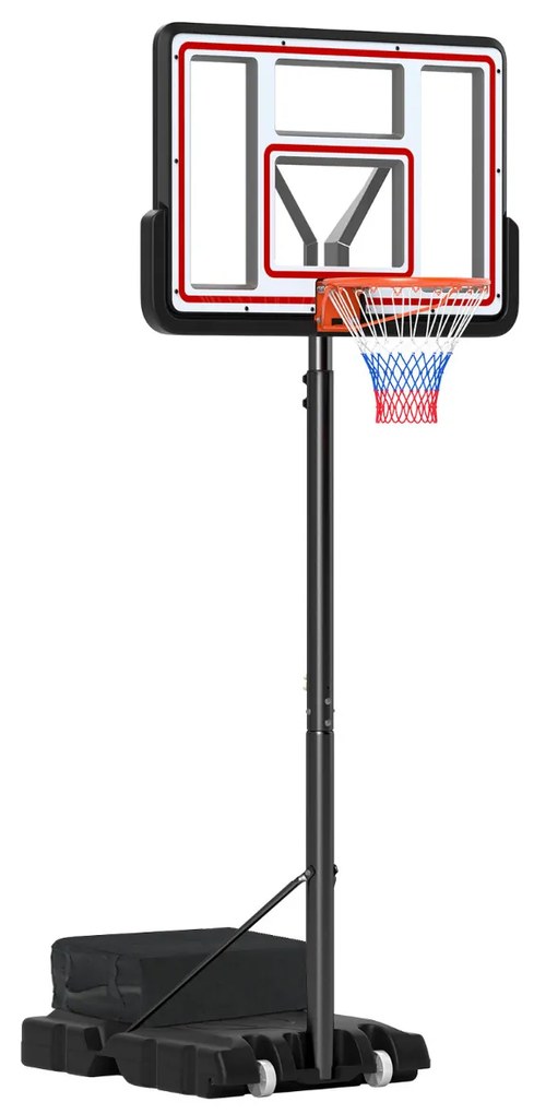 Cesto de basquetebol portátil ajustável 225-305 CM para exterior com tabela para crianças e adultos