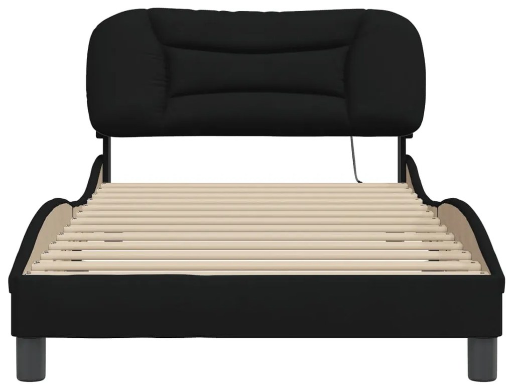 Estrutura de cama sem colchão 100x200 cm tecido preto