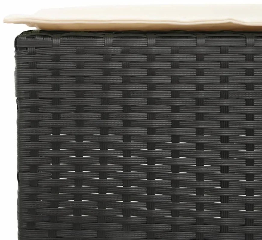 7 pcs conjunto de bar para jardim c/ almofadões vime PE preto