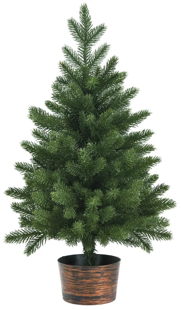 Árvore de Natal Artificial de 60 cm para Secretária Não Iluminada com 50 Ramos Base com Vaso Verde