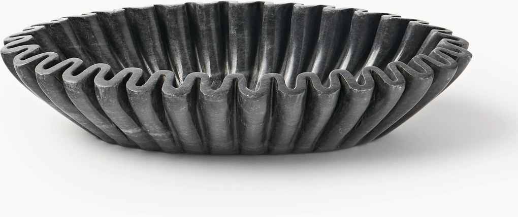 Taça decorativa oval em mármore artesanal Santorini, L 35 cm