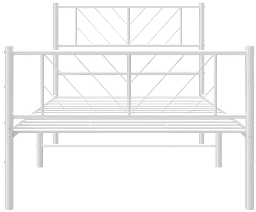 Estrutura de cama com cabeceira e pés 75x190 cm metal branco