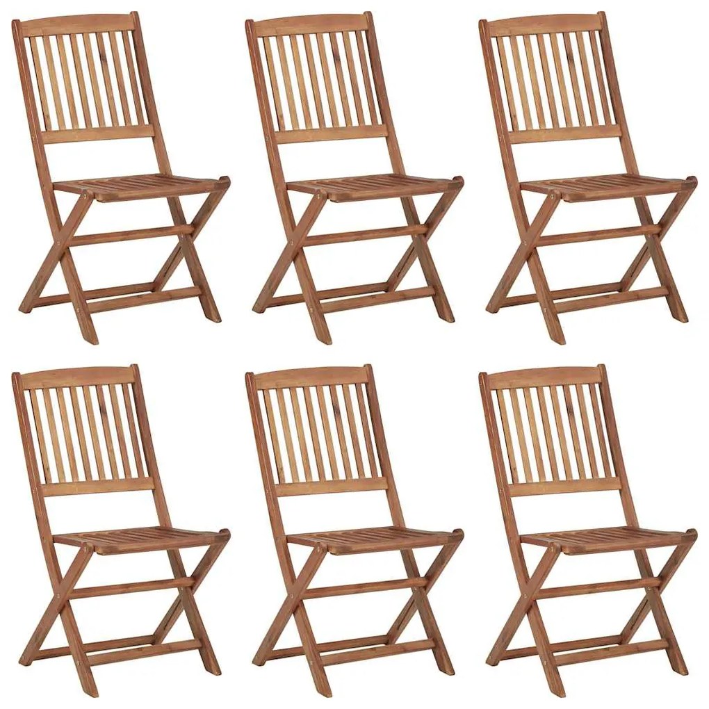 Cadeiras de jardim dobráveis c/ almofadões 6 pcs acácia maciça