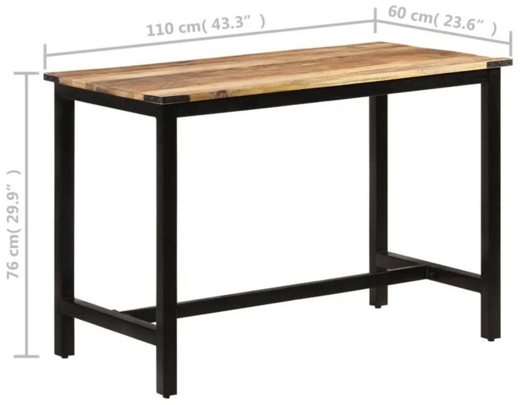 Mesa de jantar 110x60x76 cm madeira de mangueira maciça