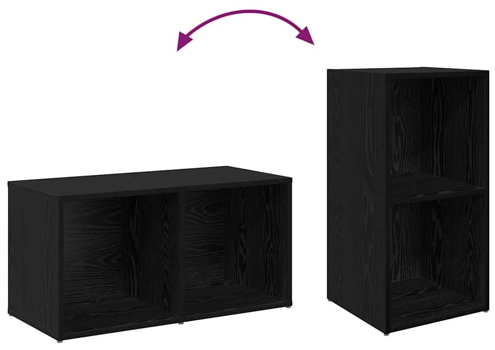 Conjunto de móvel de TV 2 pcs Carvalho Preto 37 x 35 x 107 cm