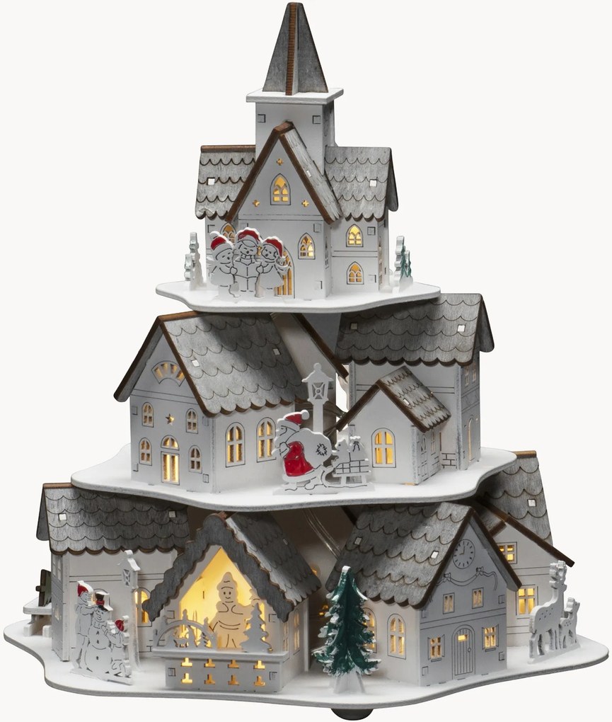 Decoração de Natal LED em madeira de choupo com temporizador Houses