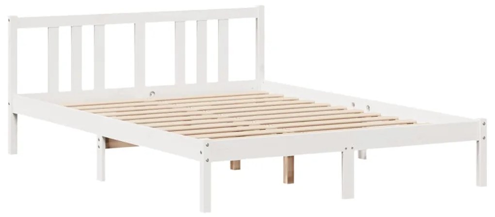 Cama com estante sem colchão 140x200 cm pinho maciço branco