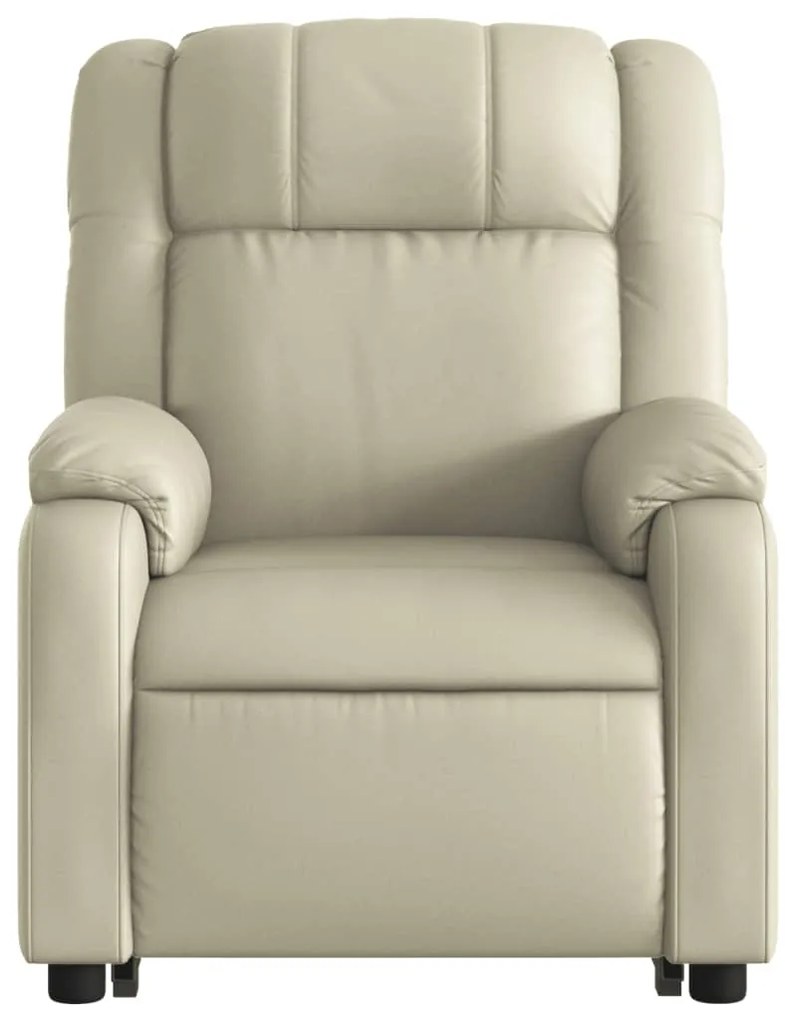 Poltrona reclinável elevatória elétrica couro artificial creme