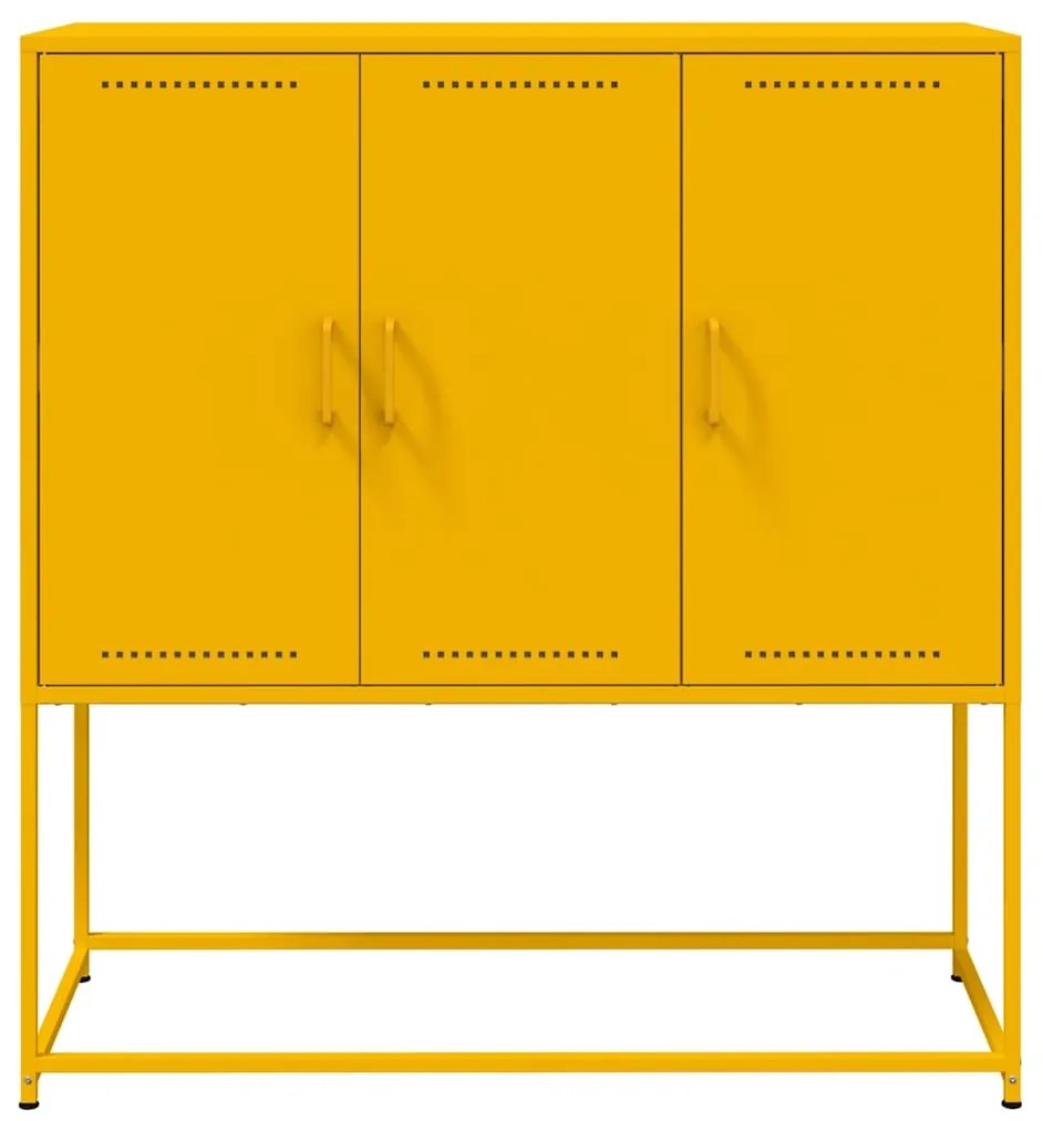 Aparador alto 100,5x39x107 cm aço amarelo mostarda