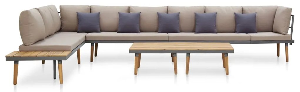 46484 vidaXL 8 lugares conjunto lounge jardim c/ almofadões acácia maciça