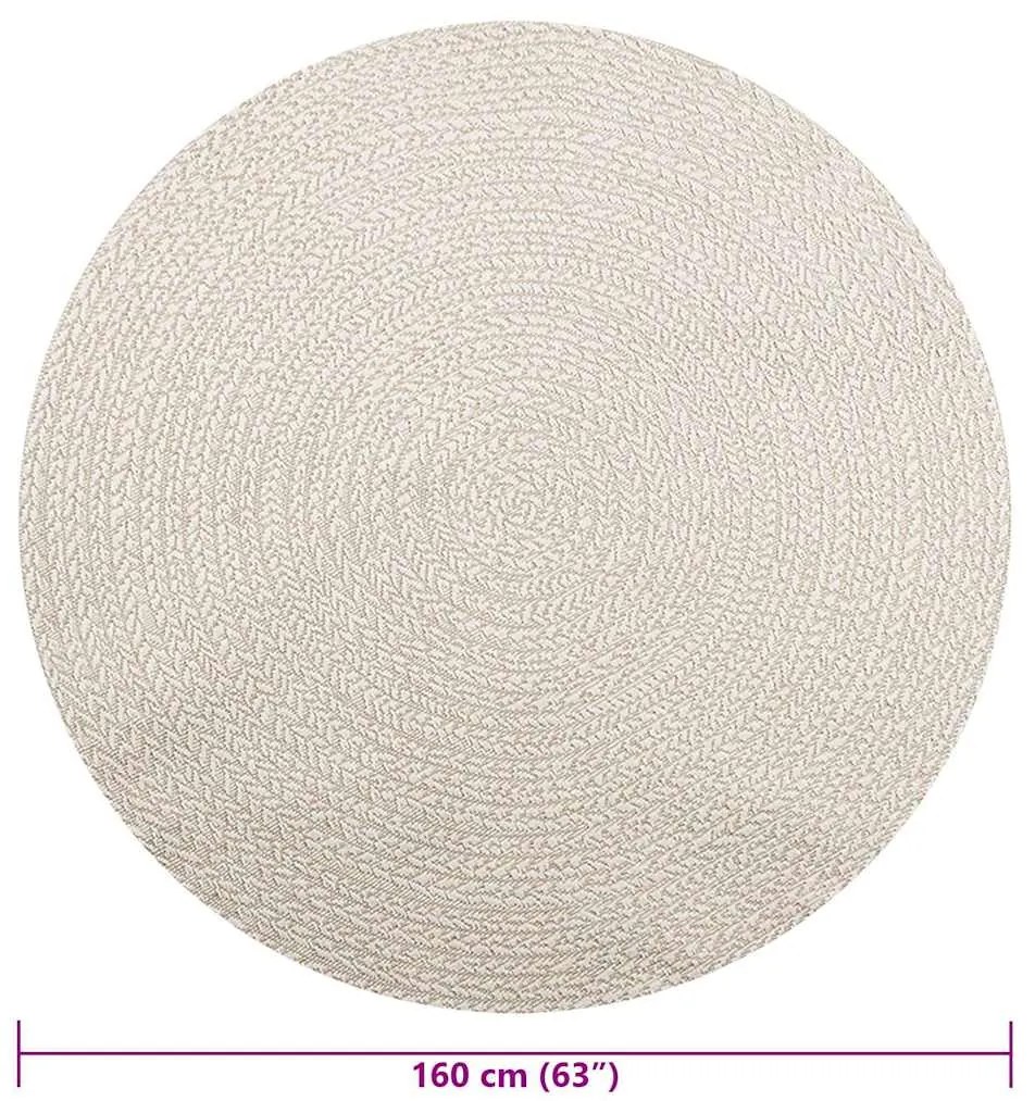 Tapete ZIZUR creme Ø 160 cm aspeto de juta interior e exterior