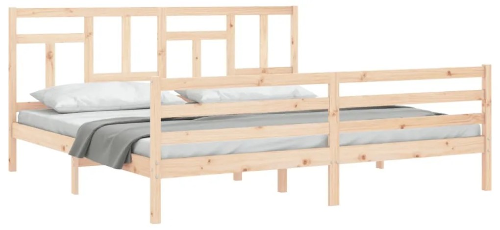 Estrutura de cama com cabeceira 200x200 cm madeira maciça