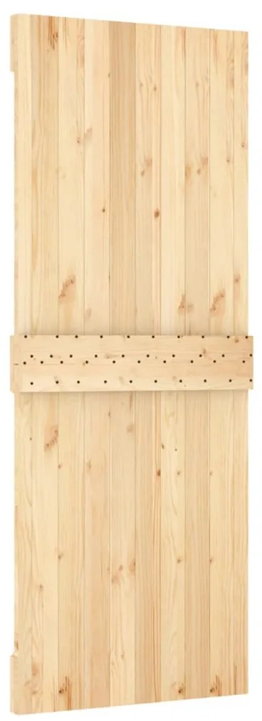 Porta de correr com ferragens 80x210 cm madeira de pinho maciça