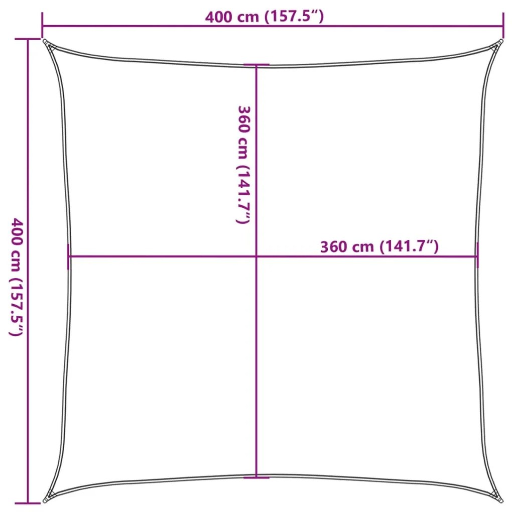 Para-sol estilo vela 160 g/m² 4x4 m PEAD preto