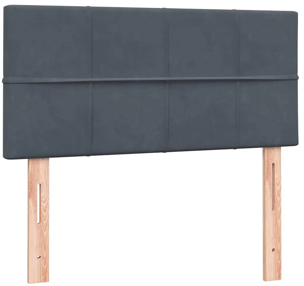 Cama com molas/colchão 90x220 cm veludo cinzento-escuro
