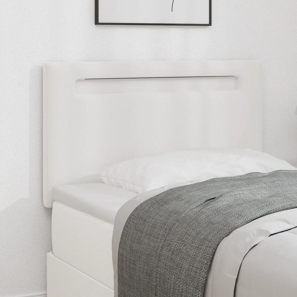 Cabeceira Design Simples Branca 100 cm Couro Sintético