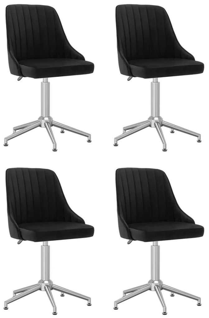 vidaXL Cadeiras de jantar giratórias 4 pcs veludo preto