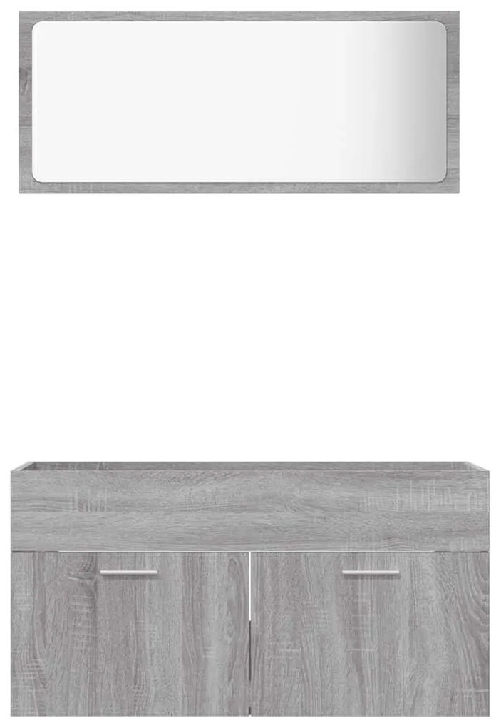 2 pcs conjunto móveis WC derivados de madeira sonoma cinza