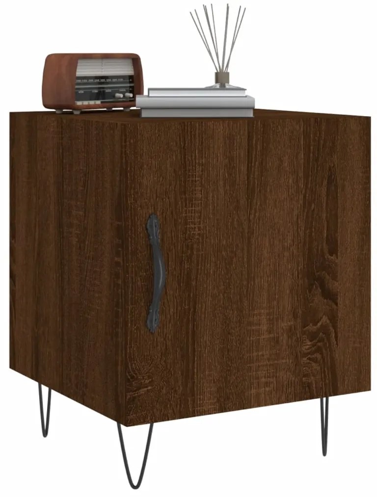 Mesa cabeceira 2pcs 40x40x50cm deriv. madeira carvalho castanho