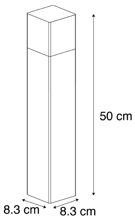 Pino de aterramento de 50 cm e luva de cabo de vidro de opala preta de amarração ao ar livre - Dinamarca Moderno