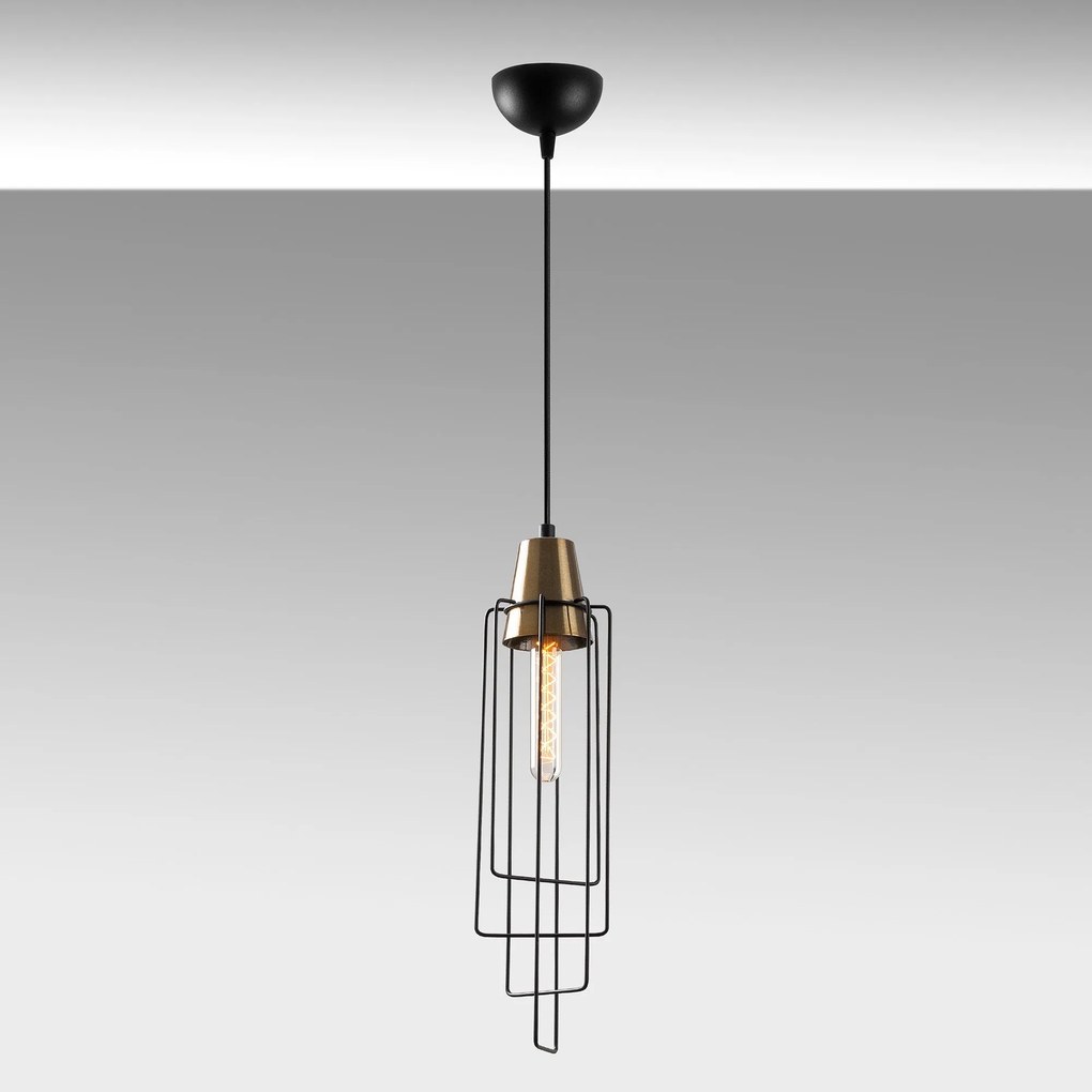 Candeeiro de Teto Wire – Preto – 12 x 12 cm, Altura 136 cm