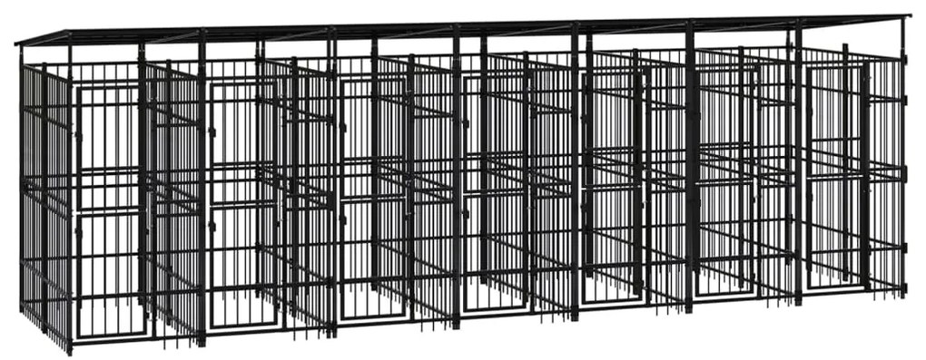 vidaXL Canil de exterior com telhado 12,9 m² aço