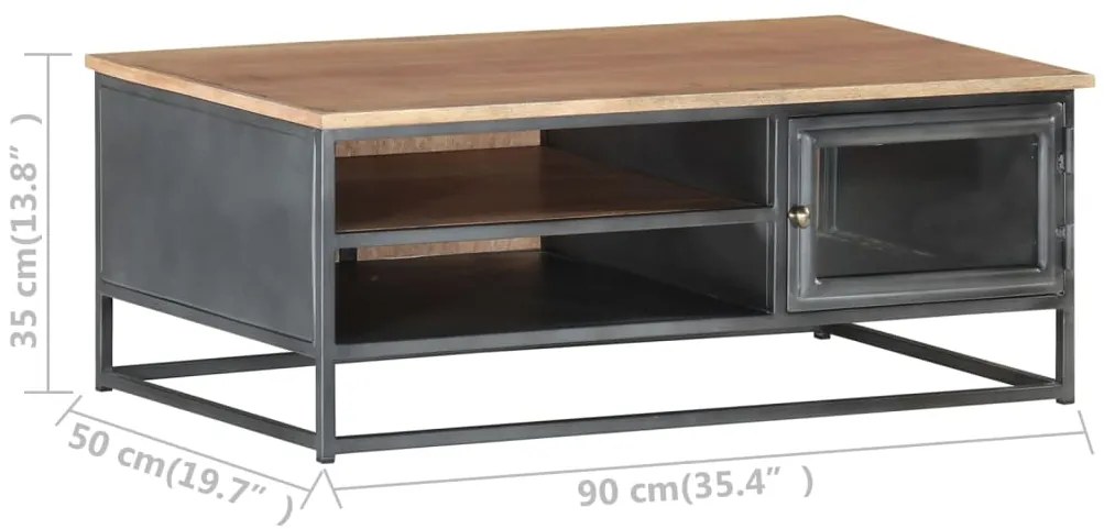 Mesa de centro 90x50x35 cm madeira de acácia maciça cinzento