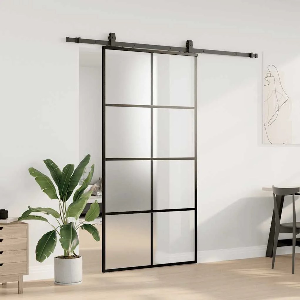 Porta desliz. c/ conj. ferragens 102,5x205cm vidro ESG preto