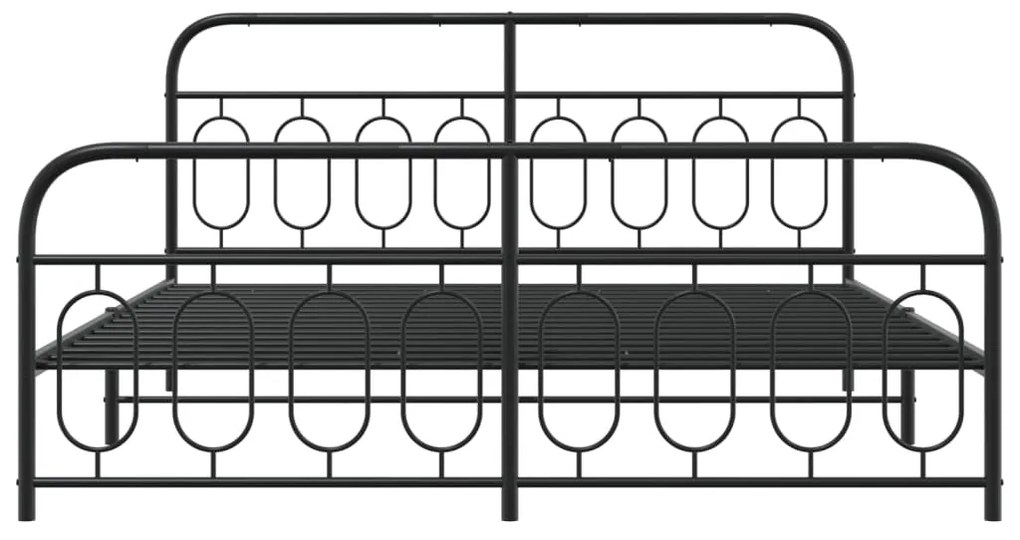 Estrutura de cama com cabeceira e pés 160x200 cm metal preto