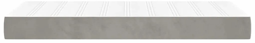 Colchão de molas ensacadas 80x220x20 cm veludo cinza-claro