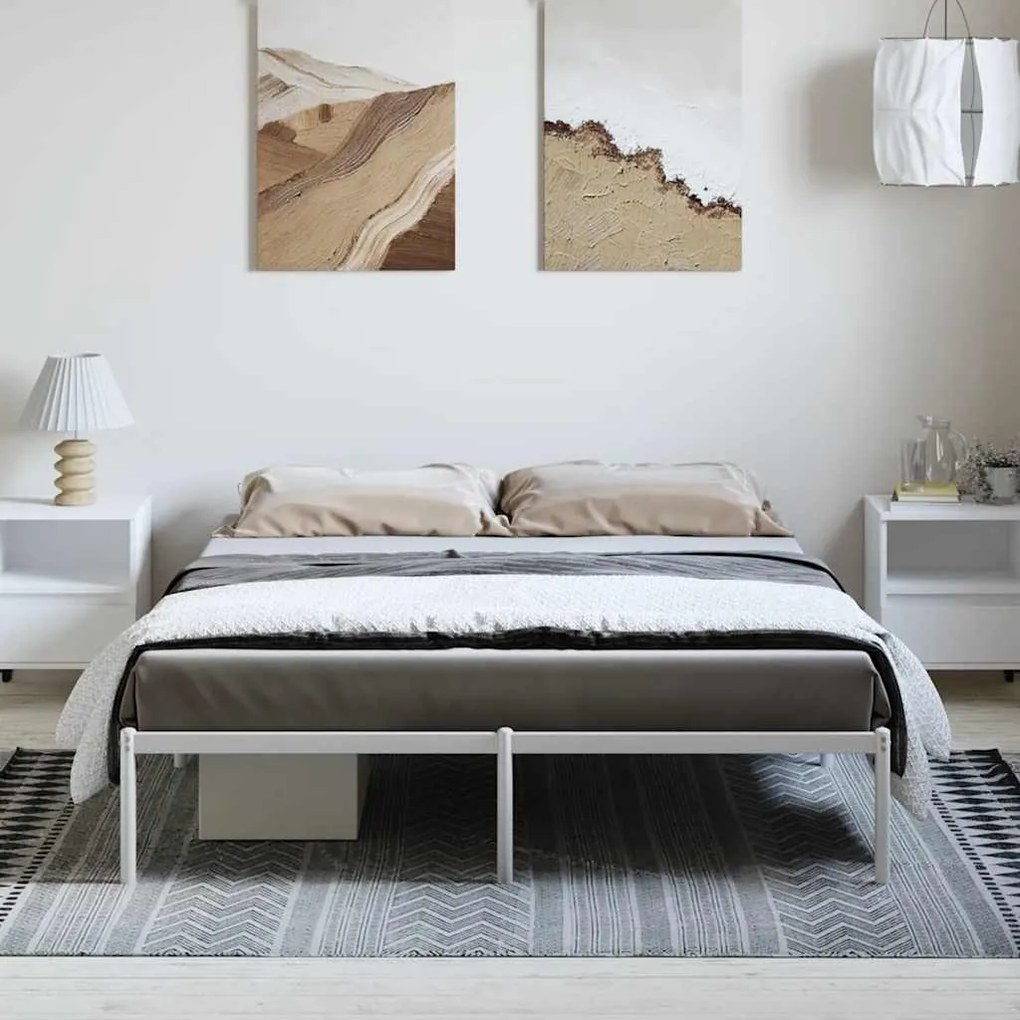 Estrutura de cama 150x200 cm metal branco