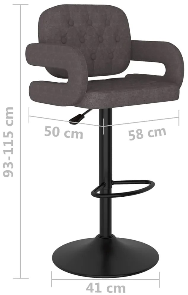 Bancos de bar 2 pcs tecido cinzento-acastanhado
