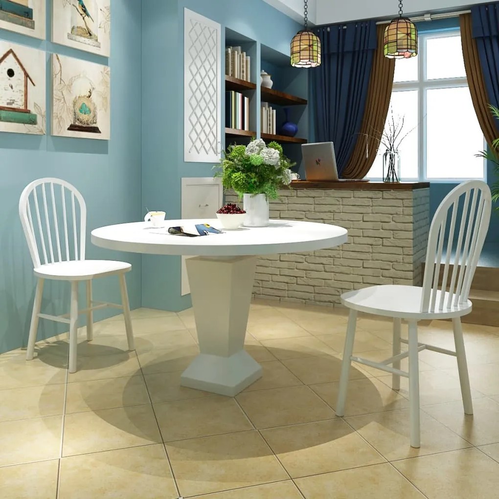 vidaXL Cadeiras de jantar 2 pcs madeira de seringueira maciça branco