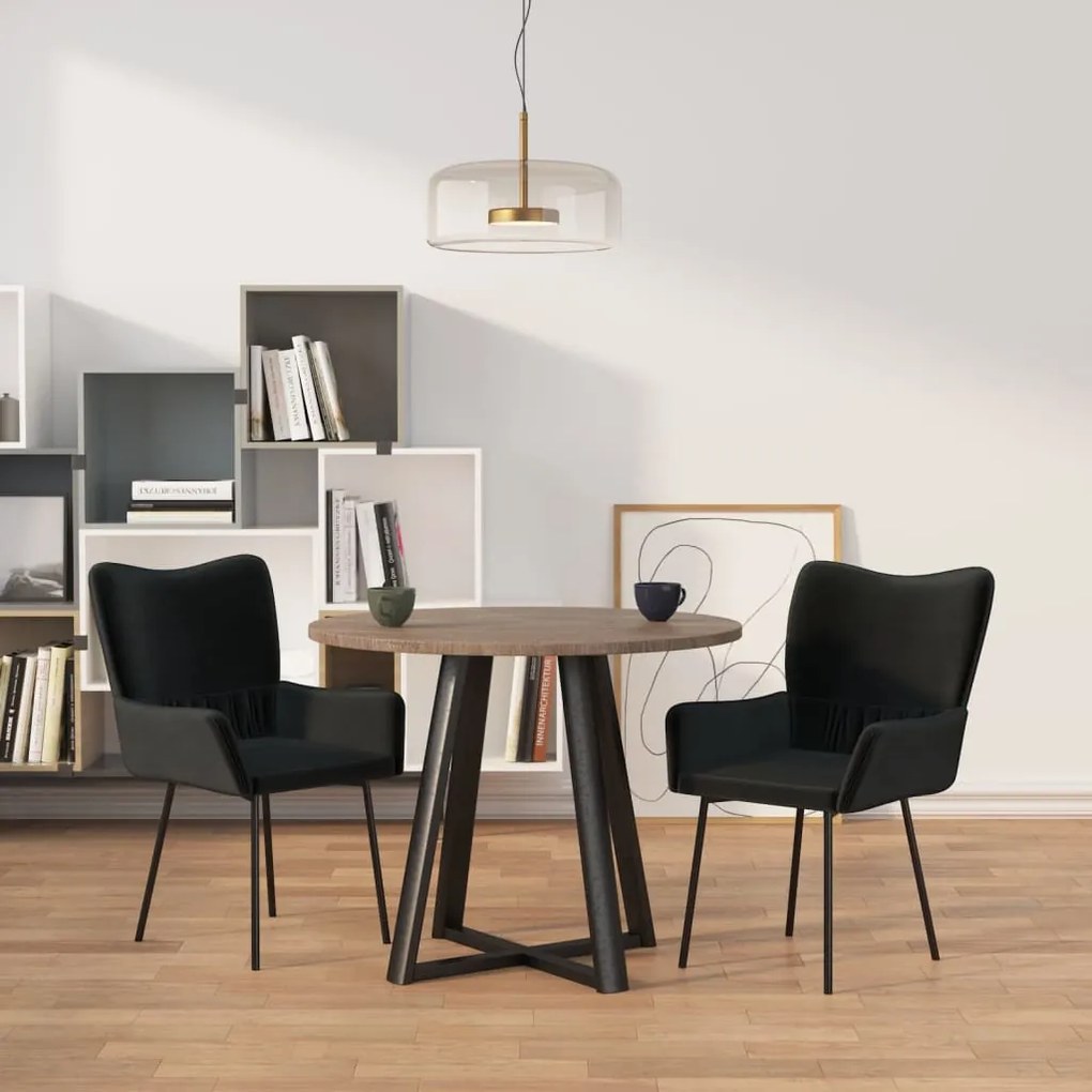 vidaXL Cadeiras de jantar 2 pcs veludo preto