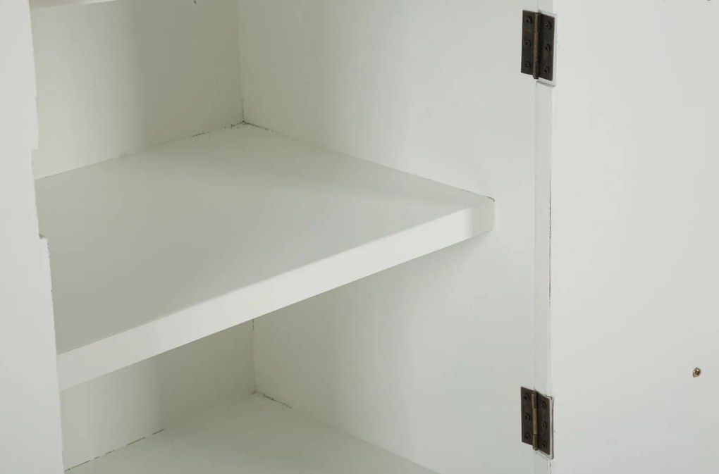 Aparador Tolosa com 2 Portas – 79x48x67 cm – Branco, Castanho e Dourad