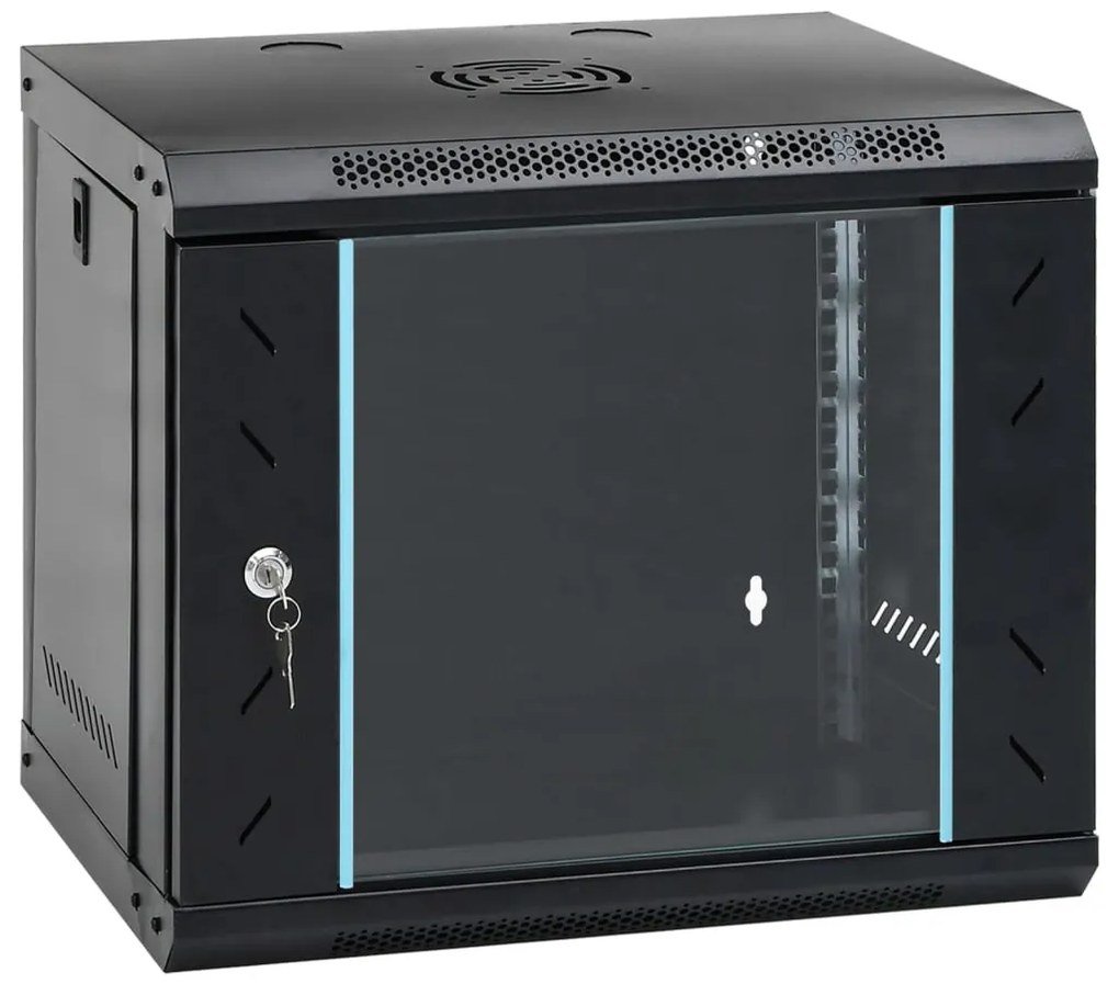 vidaXL Armário de rede de parede 9U 19" IP20 53x40x45 cm