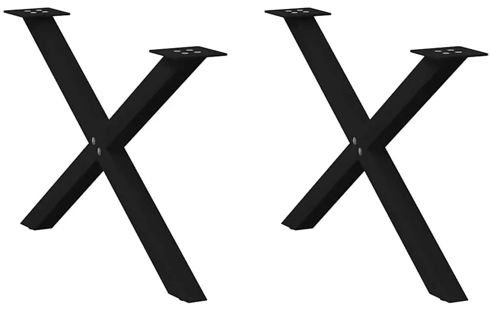 vidaXL Pés para mesa de centro em formato de X, 2 peças, preto, 70x (42-43) cm, aço