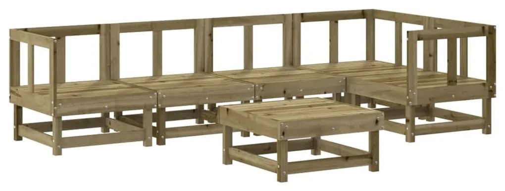 6 pcs conjunto lounge de jardim c/ almofadões pinho impregnado