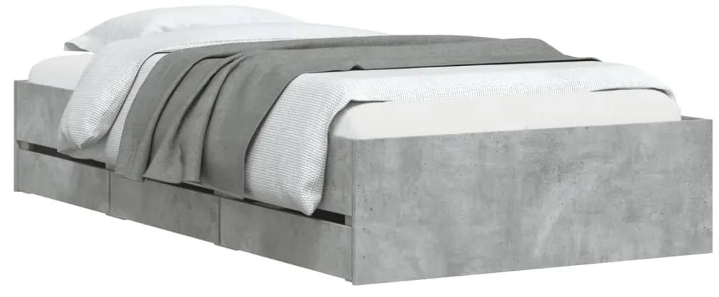 Estrutura de cama c/ gavetas derivados de madeira cinza-cimento