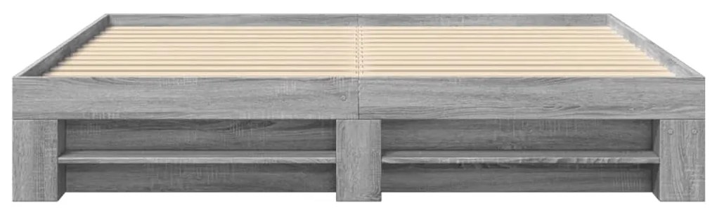 Estrutura de cama 200x200 cm derivados madeira cinzento sonoma