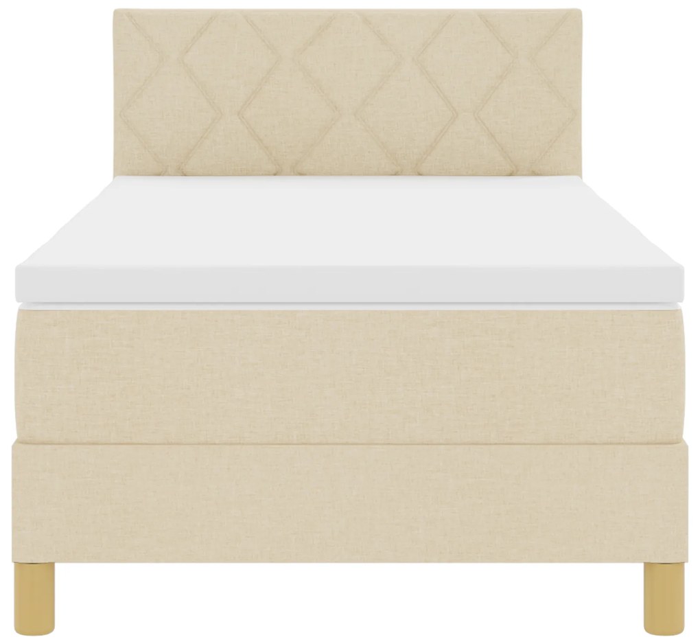 Cama Box Spring com Colchão Creme 90x200 cm Tecido