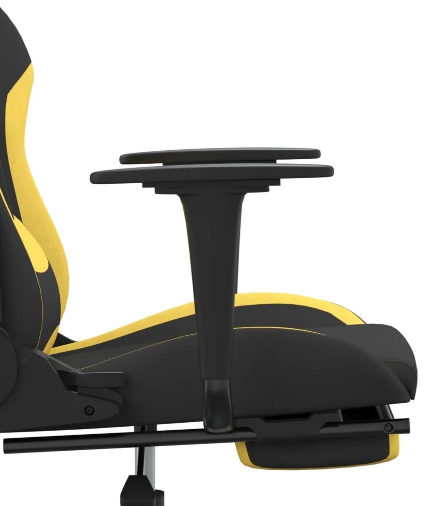 Cadeira Gaming Reclinável com Apoio de Pés em Tecido - Preto/Amarelo -