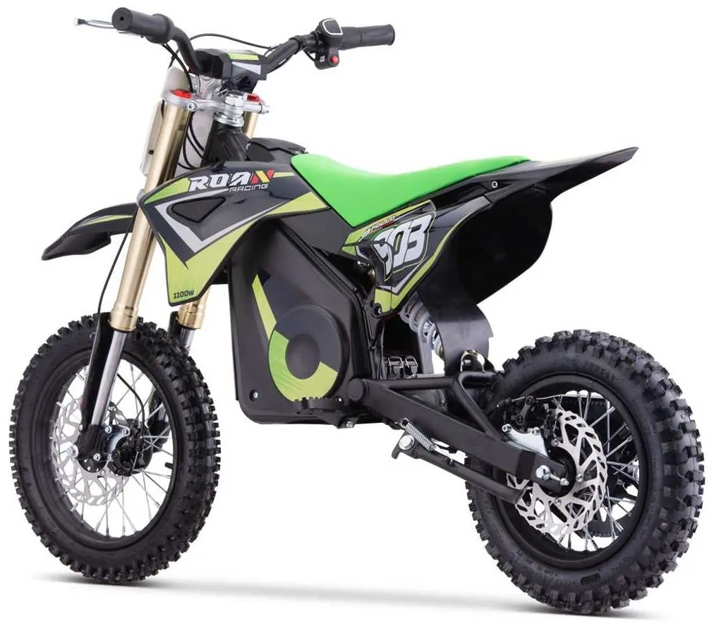 Mini moto elétrica para crianças MINICROSS 1100W Roan 903 motor eléctrico Brush 12/10" Verde