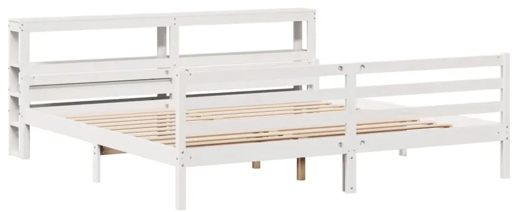 Estrutura de cama c/ cabeceira sem colchão 200x200 cm branco