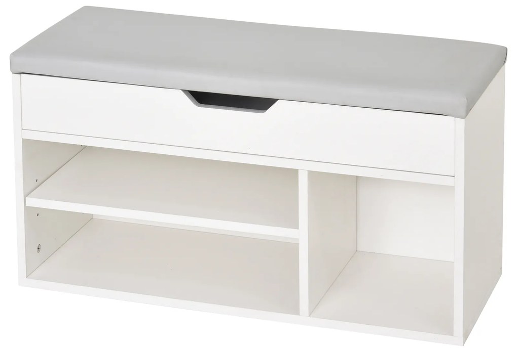 Sapateira com Assento Acolchoado Carga máxima de 120kg MDF 80x30x43cm Branco
