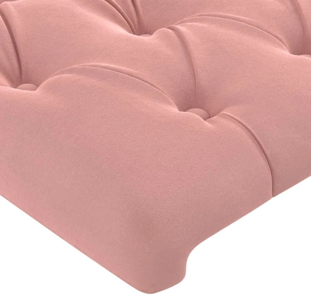 Cabeceira de cama c/ luzes LED veludo 203x16x118/128 cm rosa