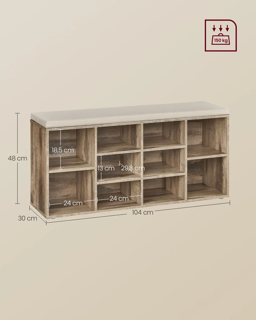 Sapateira com assento 30 x 104 x 48 cm castanho camel